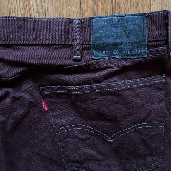 Maroon Levi’s 501 XX Shrink-to-Fit Jeans - Picture 3 of 13